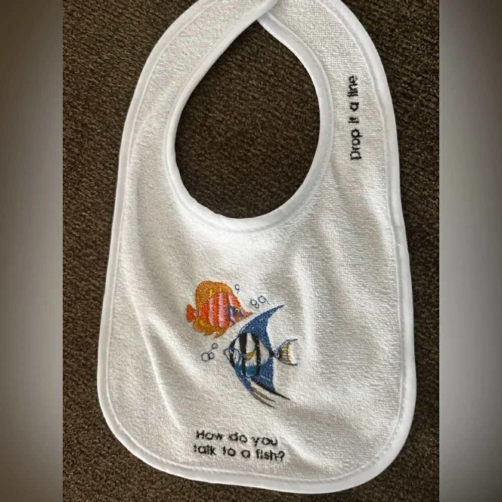Luvable Friends Terry Bibs Custom Embroidered with Animals and Jokes- 5 bibs